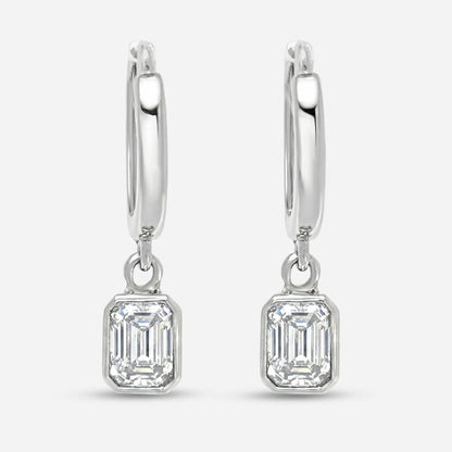 0.6 CTW Emerald Bezel Drop Earrings