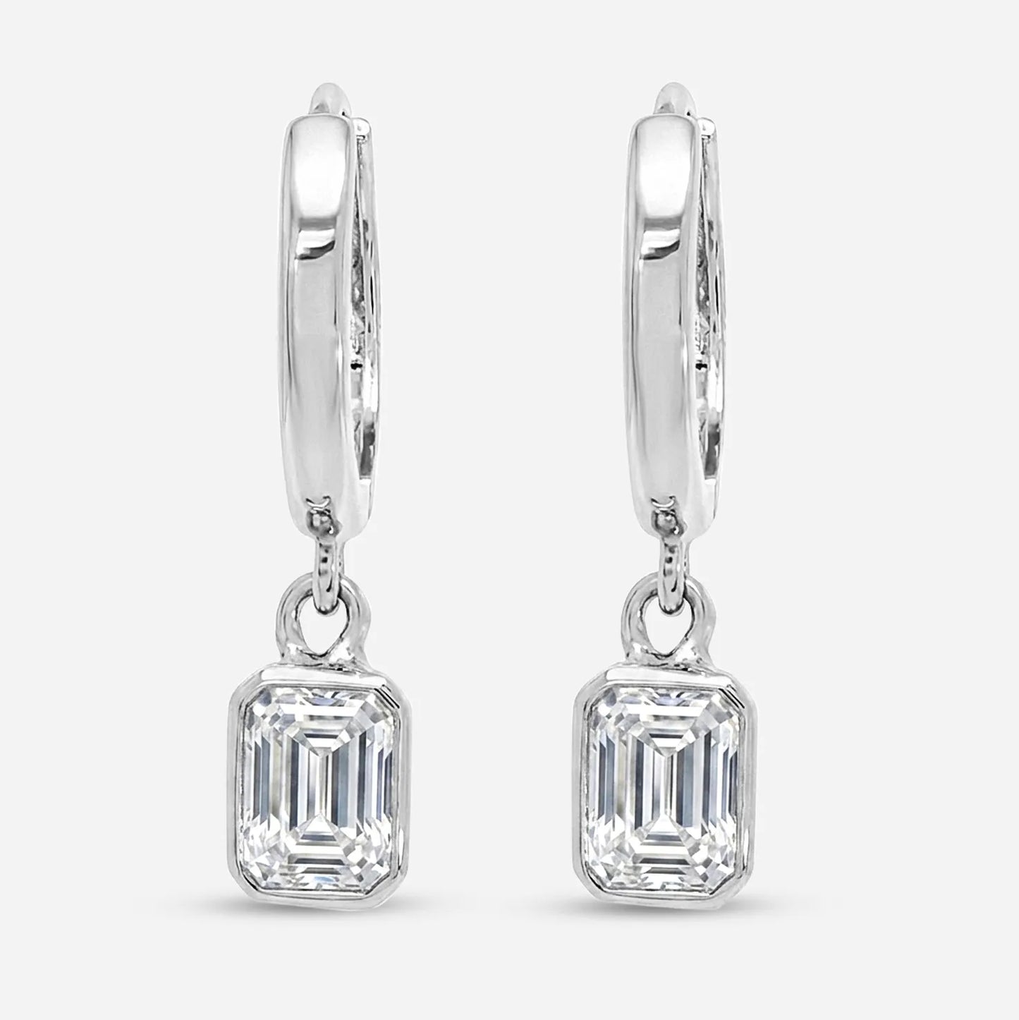 0.6 ctw emerald bezel drop earrings