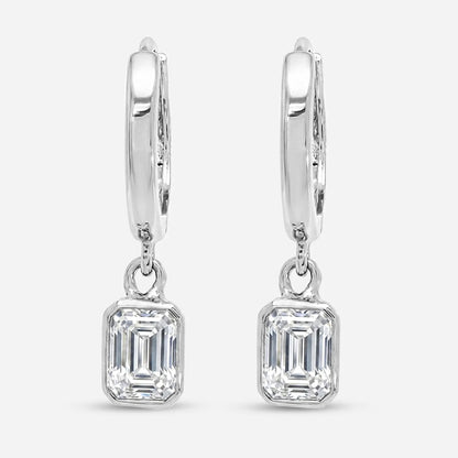 0.6 CTW Emerald Bezel Drop Earrings