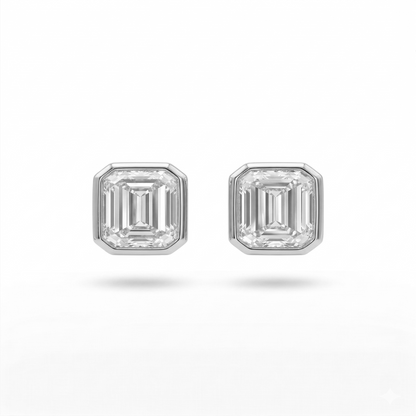 1CT Emerald Bezel Studs