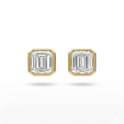 1CT Emerald Bezel Studs