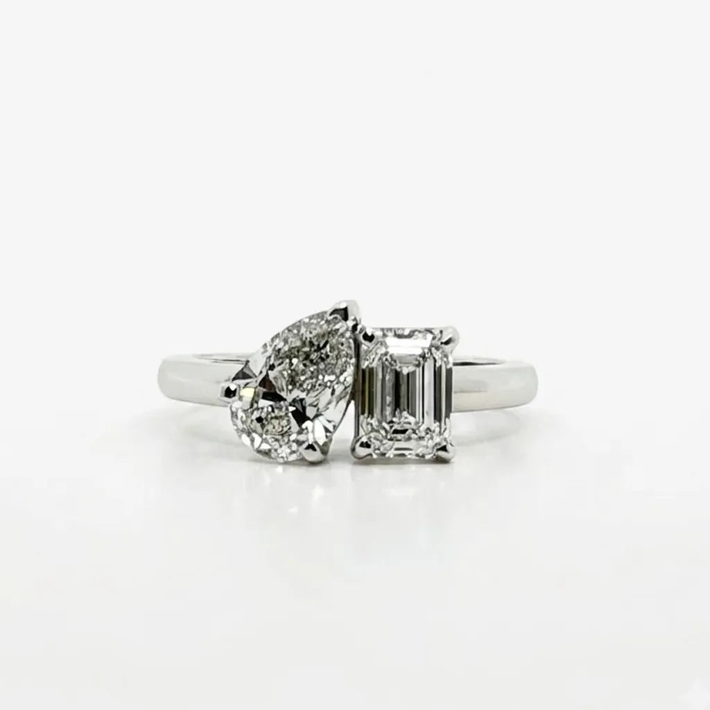 2CT Toi et Moi - Pear & Emerald