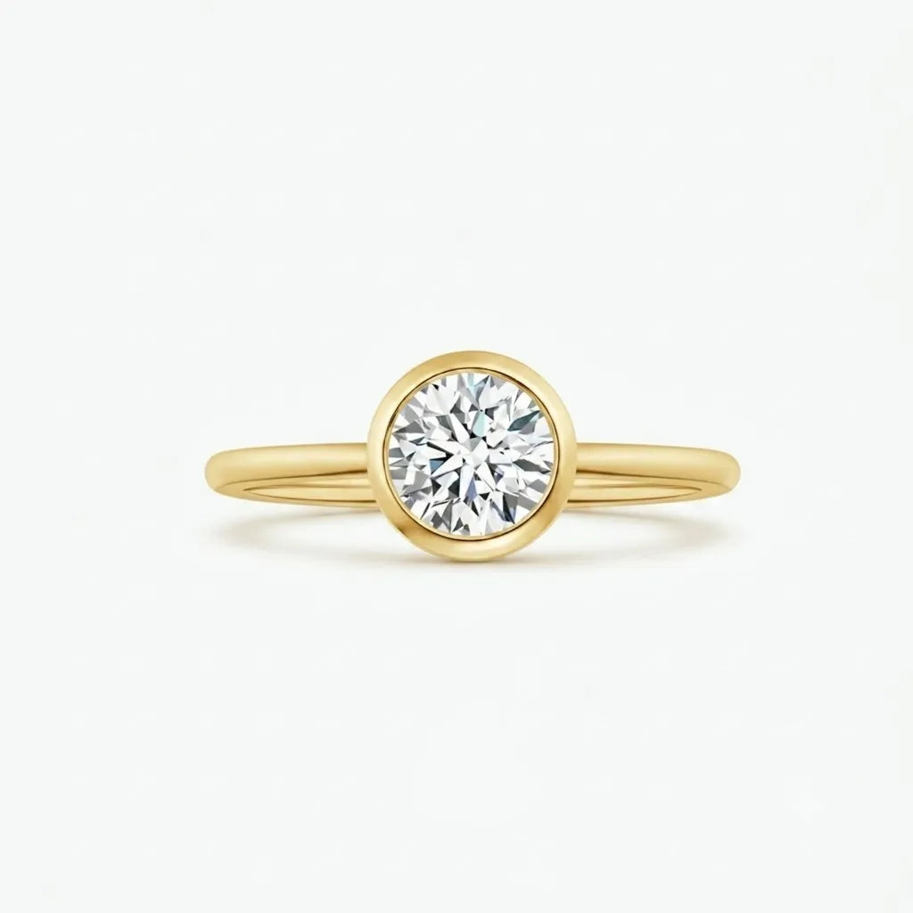 1ct bezel round diamond solitaire